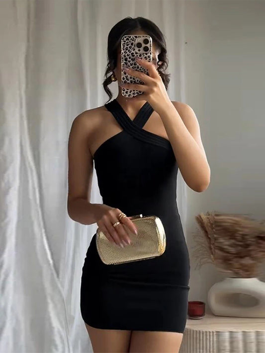 "Malibu Black" Slim Fit Backless Mini Dress
