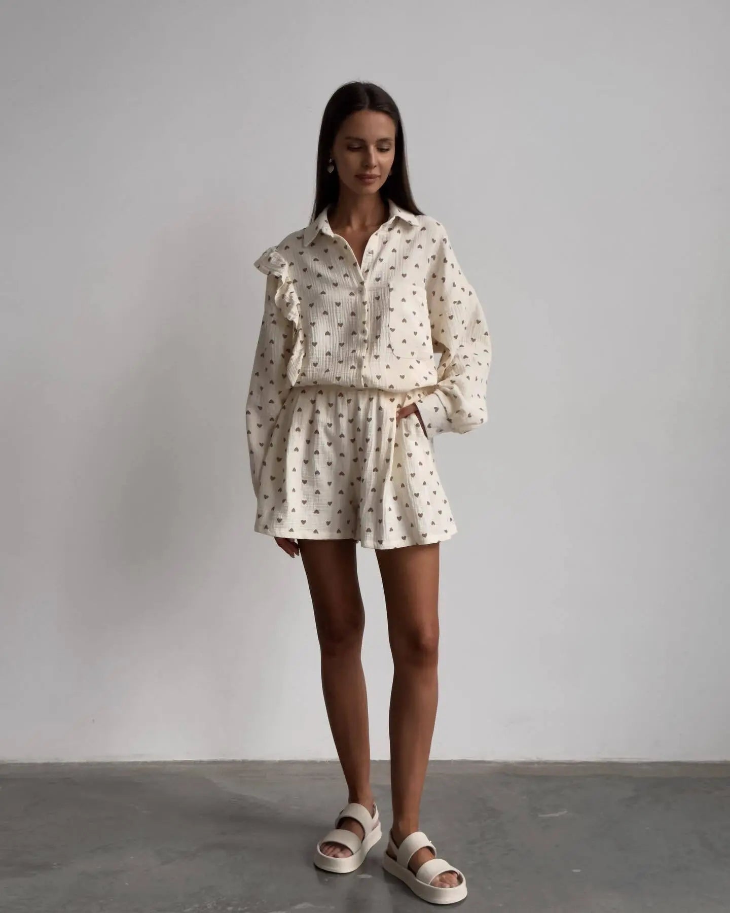 “Binded Lovers” Women’s Casual Long Sleeve 2 Piece Linen Outfit Set