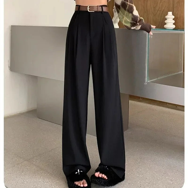 "Moments" Breathable Wide Leg High Waist Office Pants