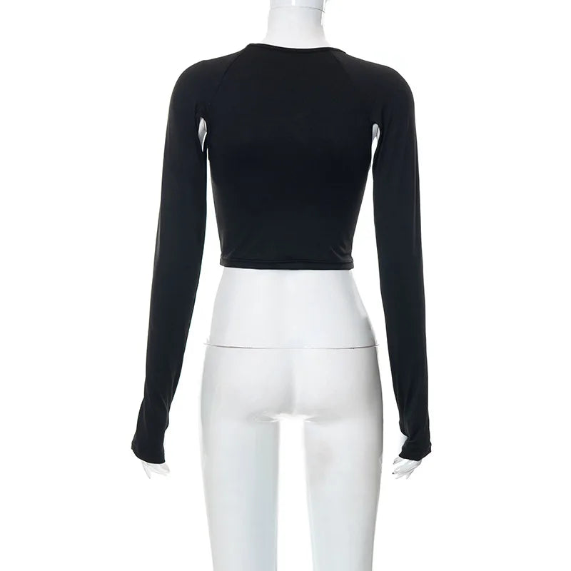 "Call Me Shallow" Y2K Style Long Sleeve Crop Top