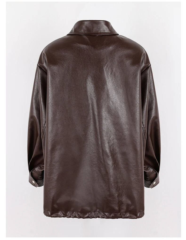 "Trinity" Women's Waterproof Long Sleeve Oversized Faux Leather Jacket