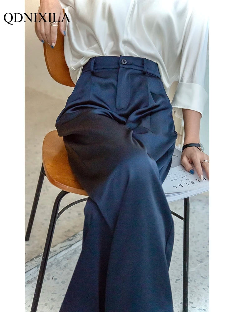 “Sway” Women’s Elegant High Waist Wide Leg Silk Pants