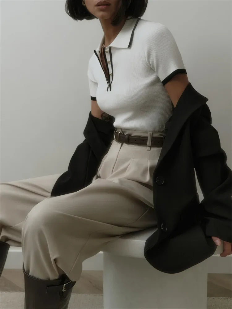 "Breeze" Women's Short Sleeve Knitted Polo Shirt