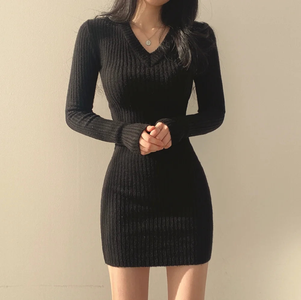 “Not So Innocent” Women’s Long Sleeve Knitted  Sweater Dress