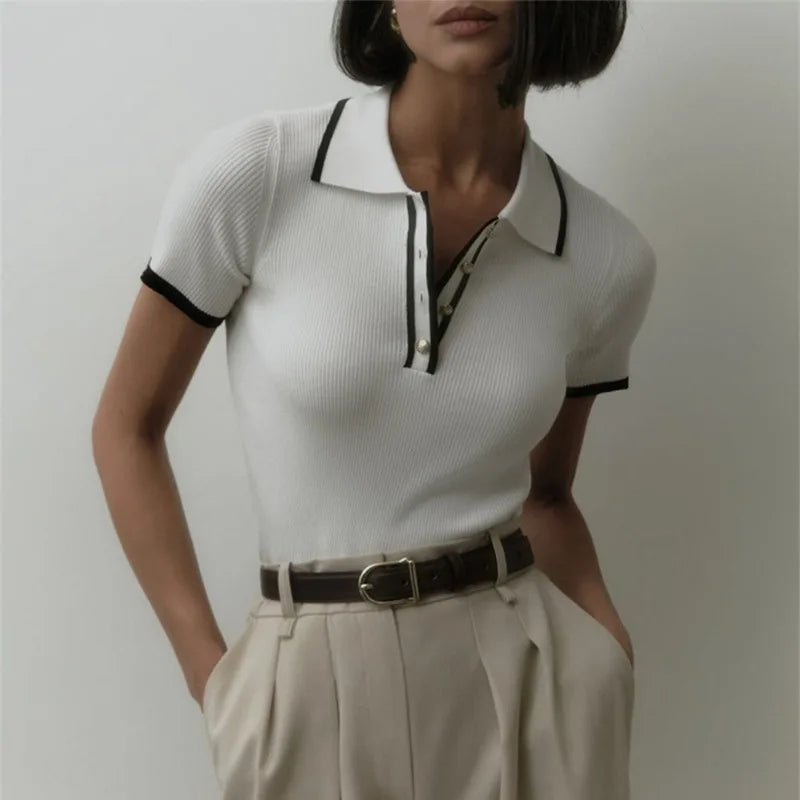 "Breeze" Women's Short Sleeve Knitted Polo Shirt