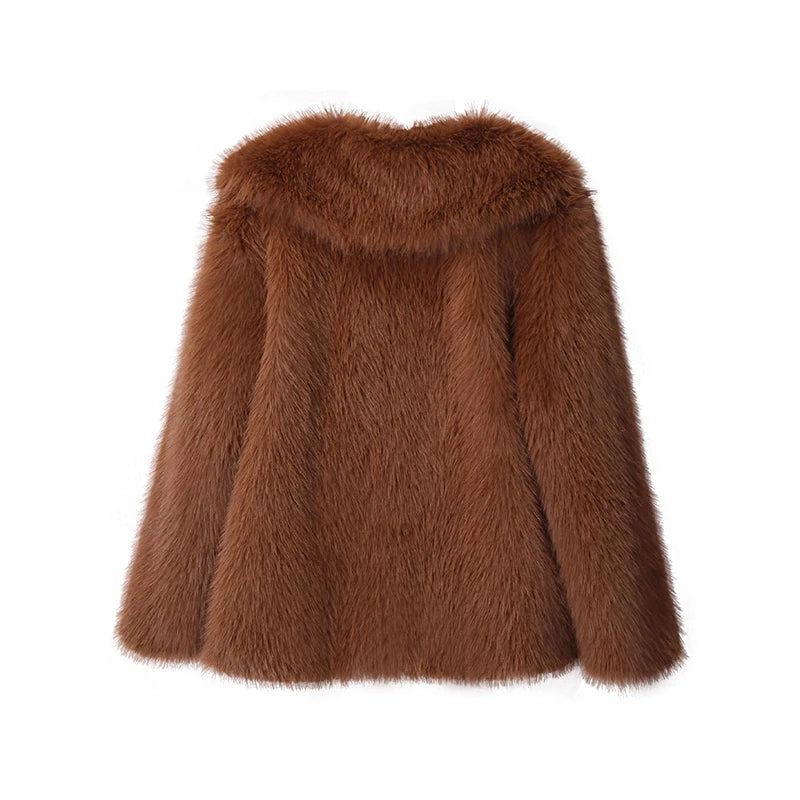 “Nepo Baby” Women’s Loose Oversized Fluffy Faux Fur Overcoat