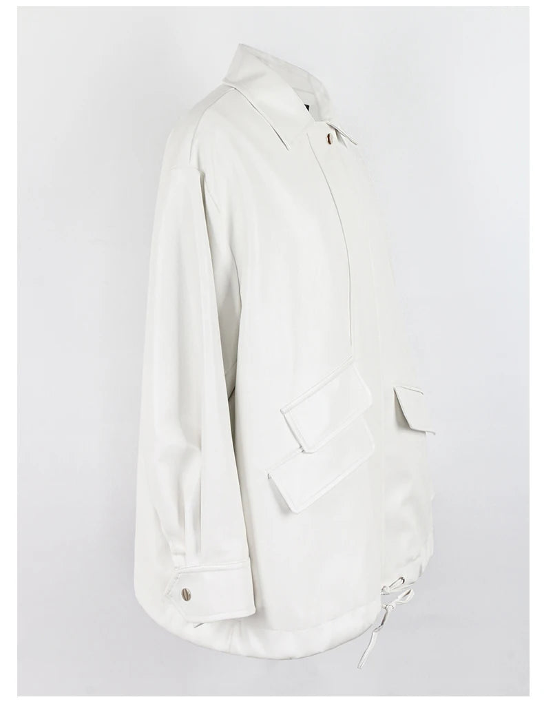 "Trinity" Women's Waterproof Long Sleeve Oversized Faux Leather Jacket