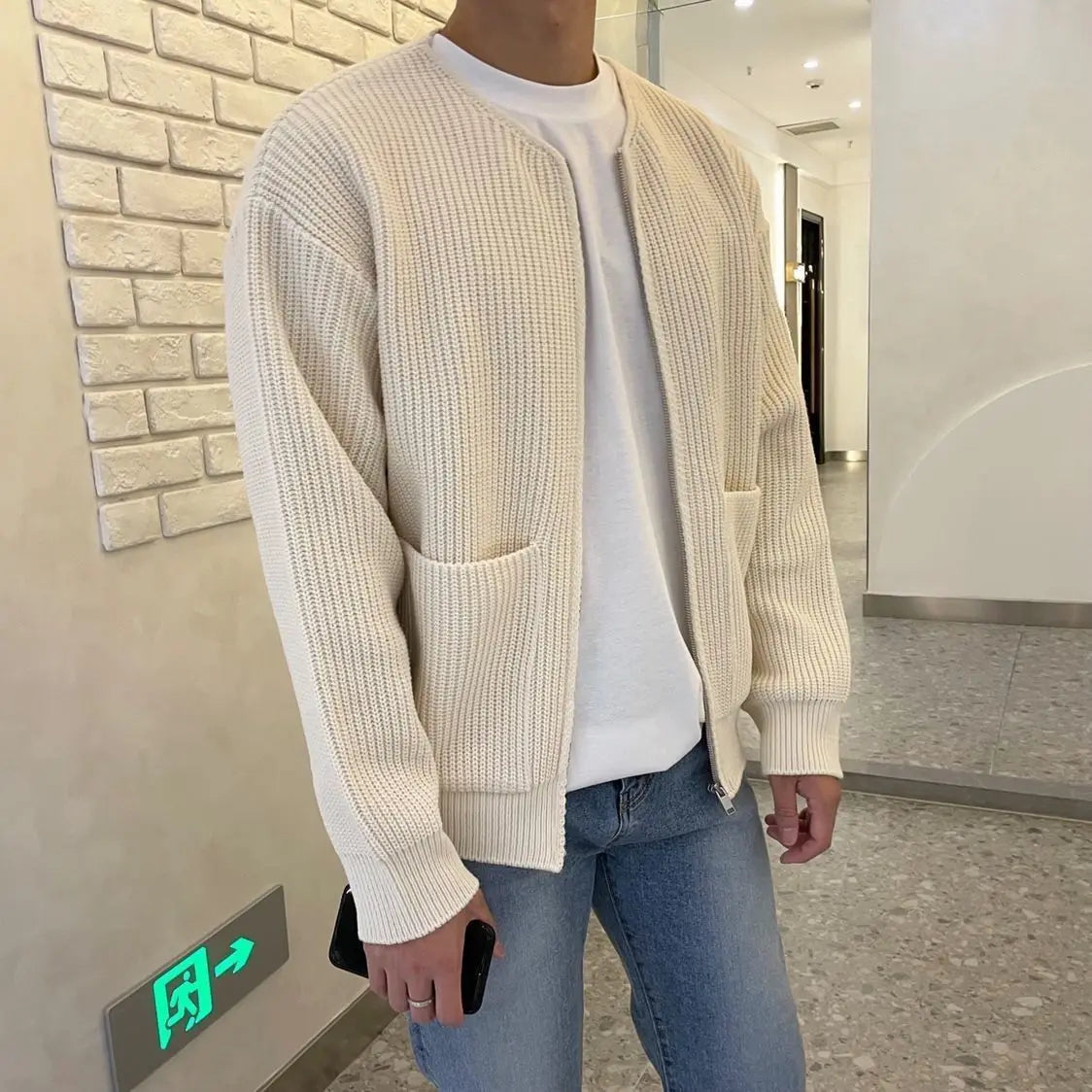 “Fall Antics” Men’s Knitted Oversized Designer Long Sleeve Sweater