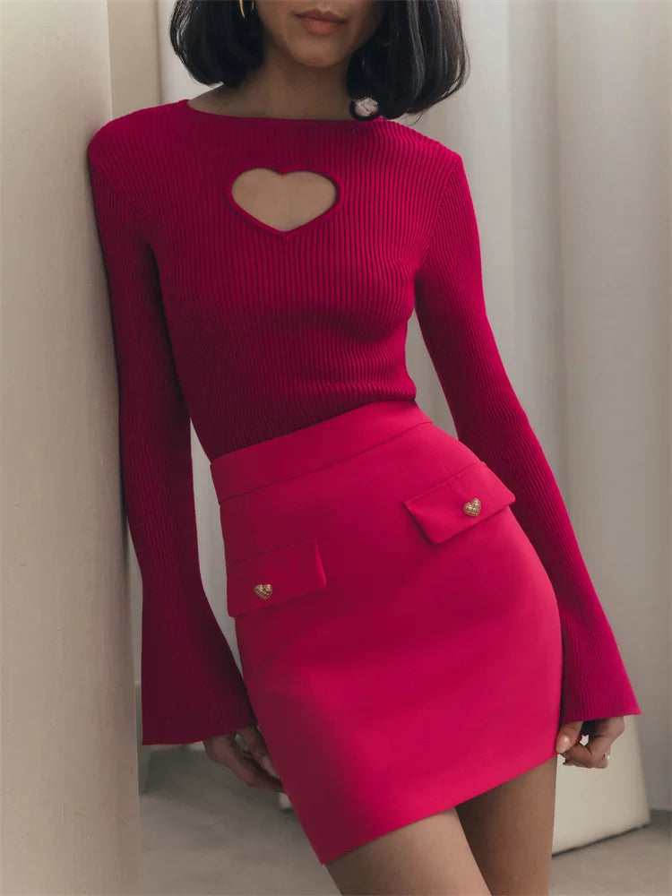”My Heart” Women’s Knitted Flare Sleeve Shirt