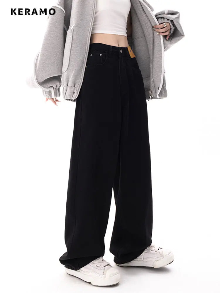 “The Z” Women’s Baggy Y2K Style High Waist Wide Leg Denim Pants