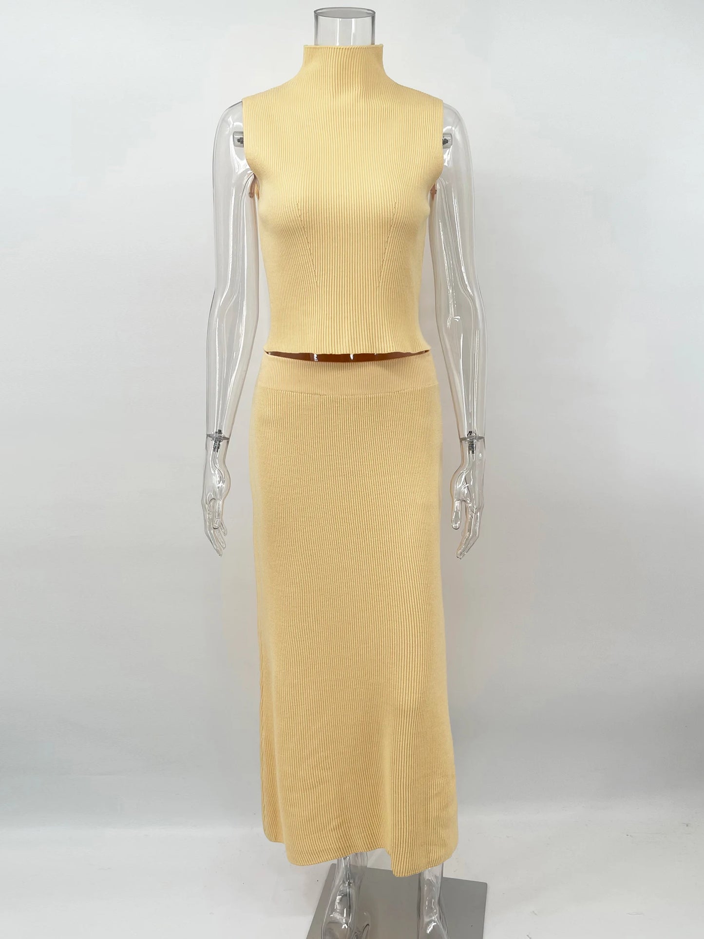 "Tuu LaRose" Women's Elegant Knitted Two-piece Maxi Skirt Set